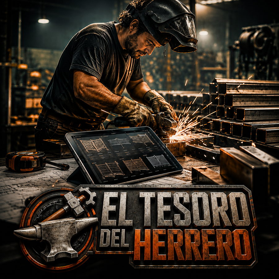 Herrero soldando una estructura en el taller